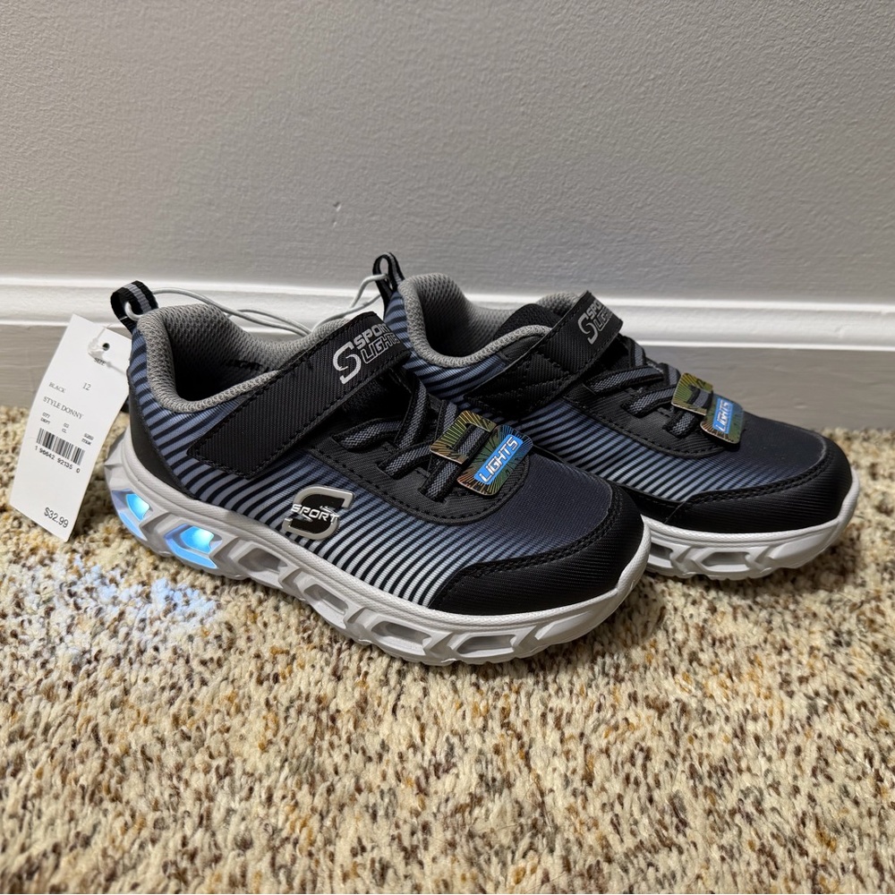 Skechers Kids' Black and Gray Light-Up Sneakers
